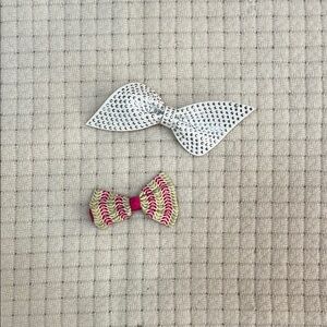 Stylish Silver and Pink Kids Hair Bow Set